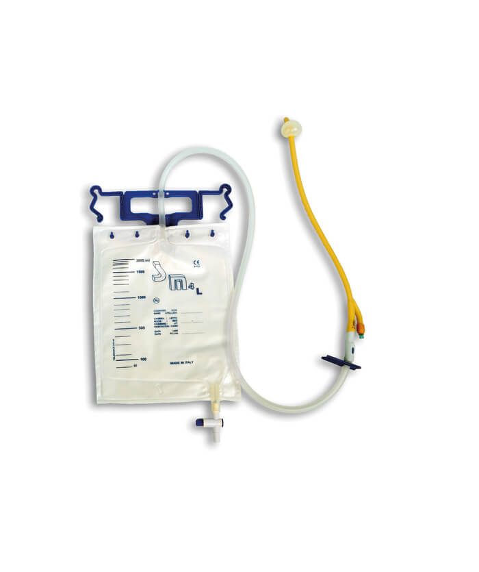 Closed Pre-Connected System for Short Term Use  - SM4L Urine Bag with Latex Foley Catheter